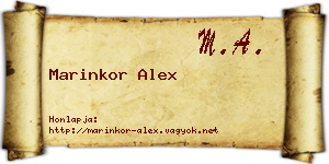Marinkor Alex névjegykártya